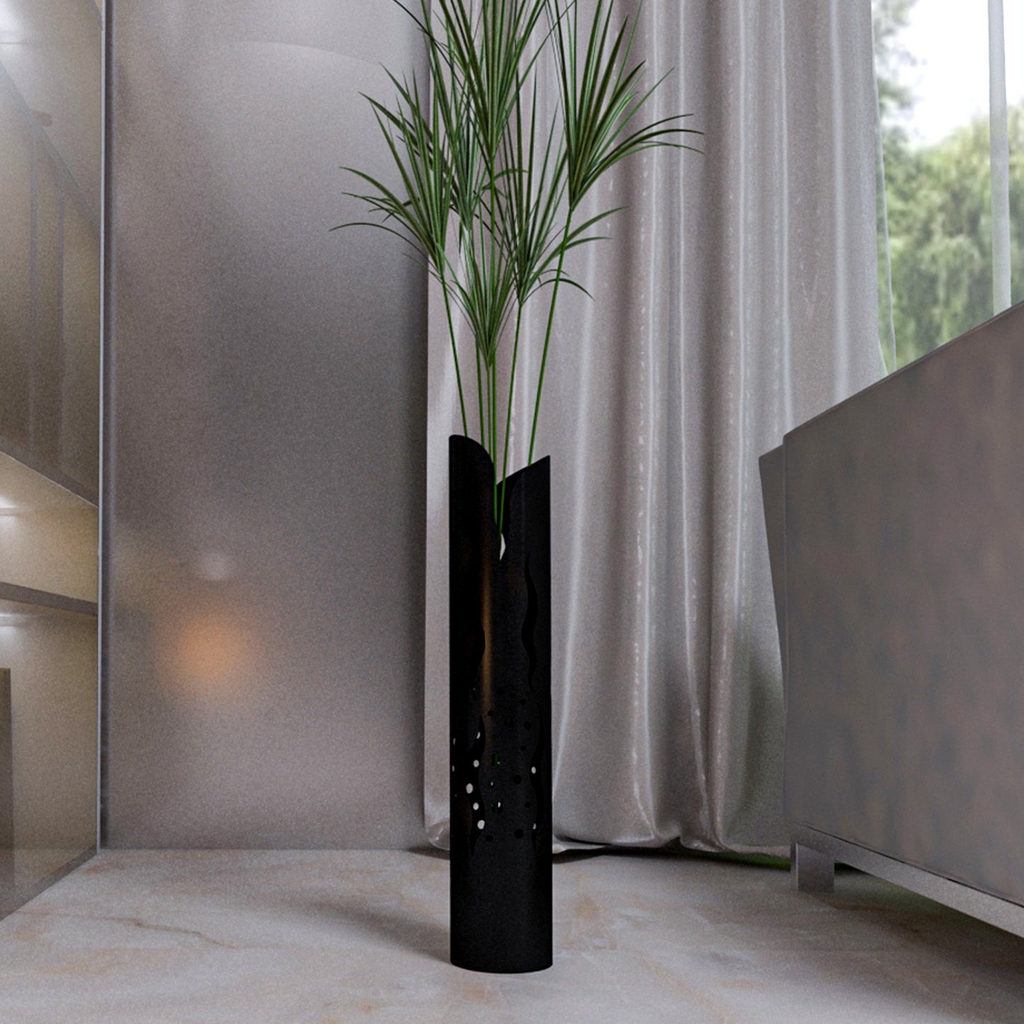 Uzun Büyük Metal Vazo Siyah Renk Yükseklik 60 cm Genişlik 11,4 cm Pampas İçin Vazo Çiçek Vazosu (Kopya) (Kopya) (Kopya) (Kopya) (Kopya)