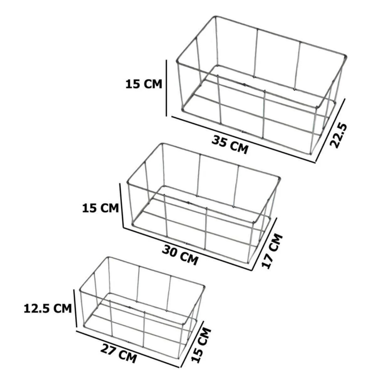 Segi Home Decor Metal Makrome Kalıbı Üçlü Sepet Seti Makrome Sepet Iskeleti 3 Farklı Boy
