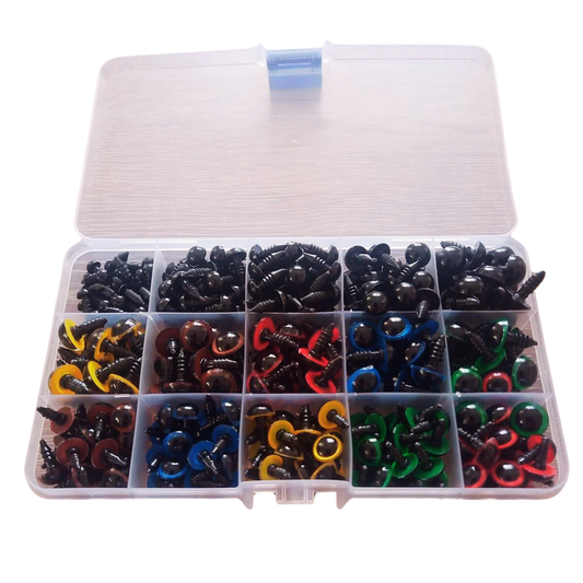 Amigurumi Vidalı Göz Renkli 300 Adet 6 Farklı Renk 5 Farklı Boy (SİMLİ DEĞİLDİR)