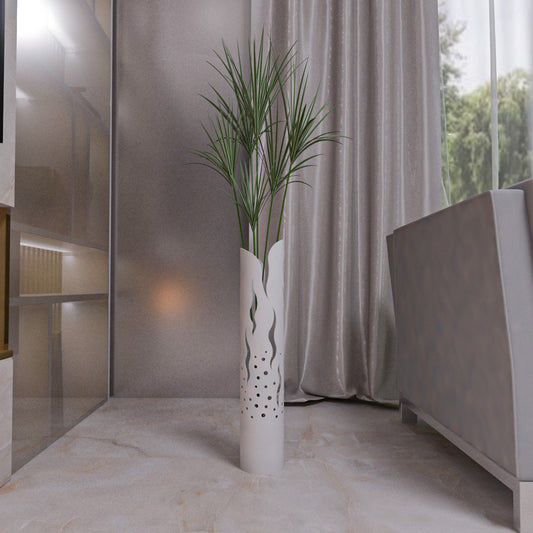 Uzun Büyük Metal Vazo Beyaz Renk Yükseklik 60 cm Genişlik 11,4 cm Pampas İçin Vazo Çiçek Vazosu (Kopya) (Kopya)